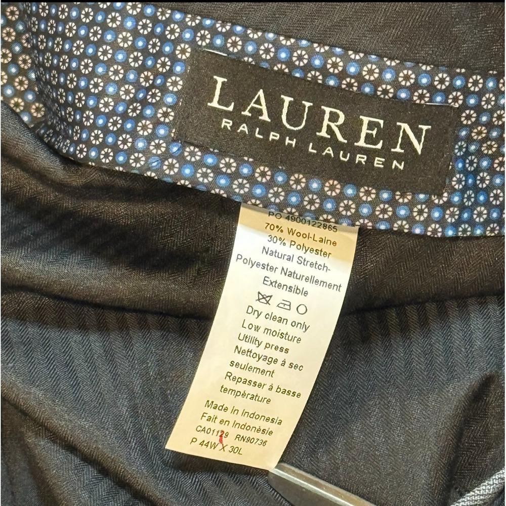 Lauren Ralph Lauren UltraFlex Gray Plaid Wool Blend Classic Dress Pant Men 44x30 - Picture 5 of 9